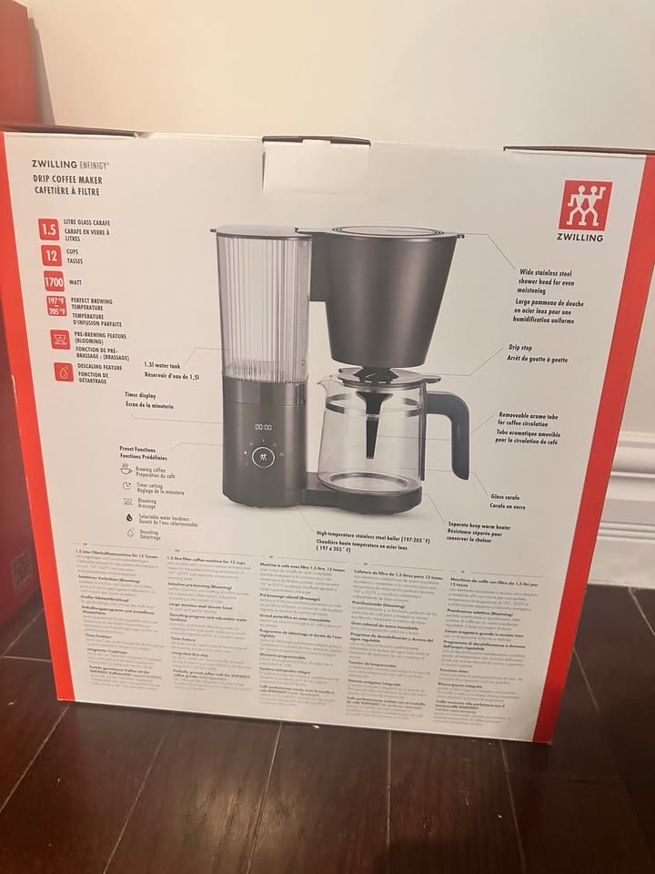 ZWILLING Enfinigy Glass Drip Coffee Maker 12 Cup, Black - photo 5