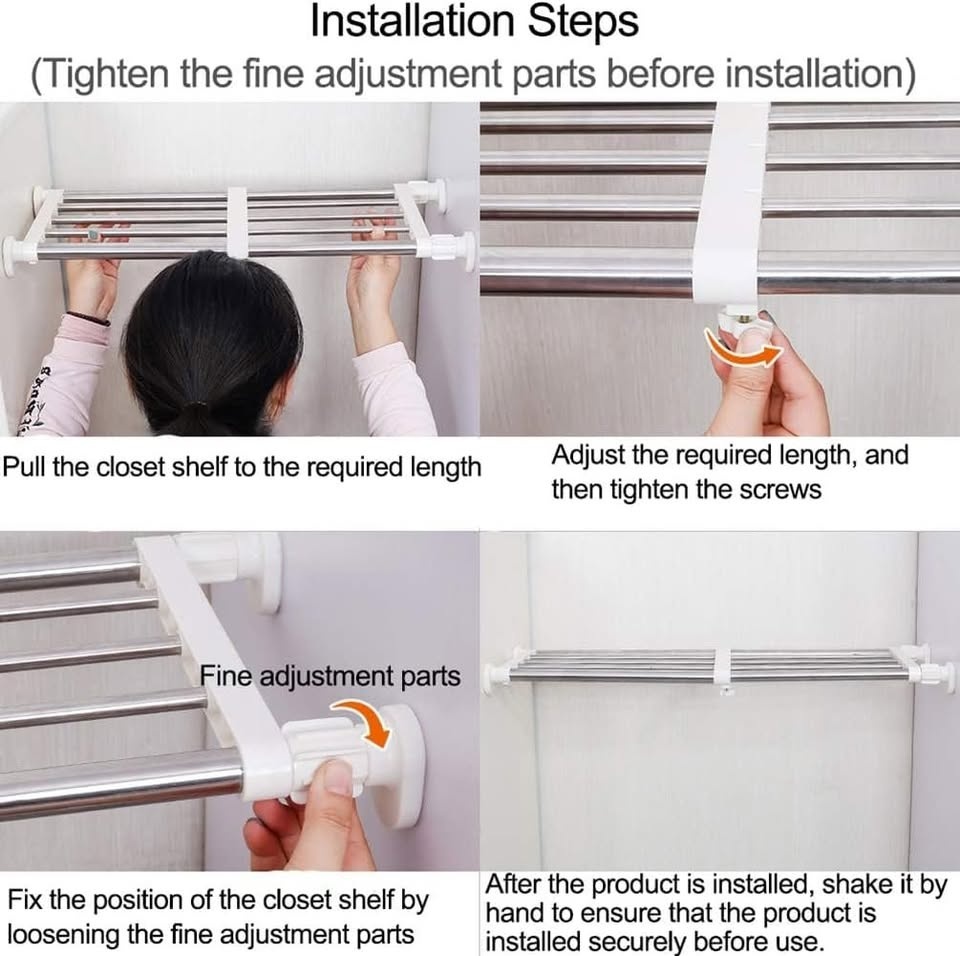 Adjustable Tension Rod Shelf x2 - photo 4