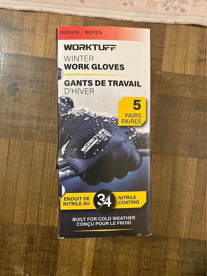 WORKTUFF Winter Work Gloves 5 Pairs Medium