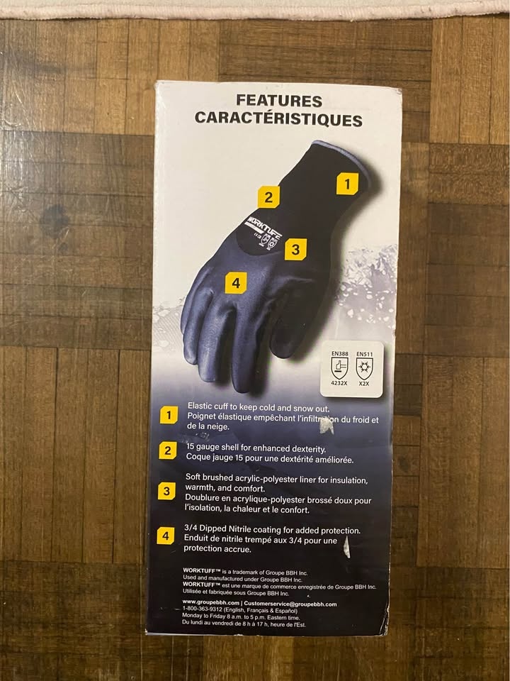 WORKTUFF Winter Work Gloves 5 Pairs Medium - photo 3