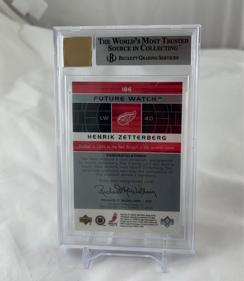 2002-03 SP Authentic Henrik Zetterberg Future Watch Auto BGS 8.5 - photo 2