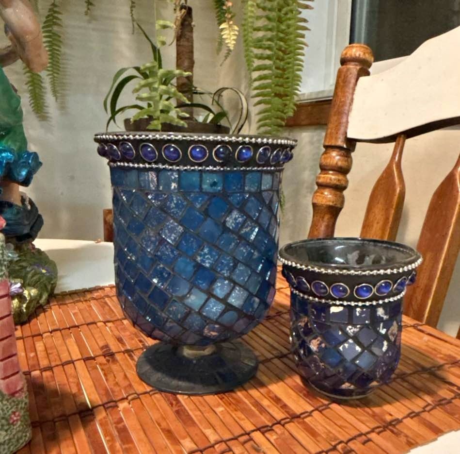 PartyLite Sapphire Mosaic Hurricane
