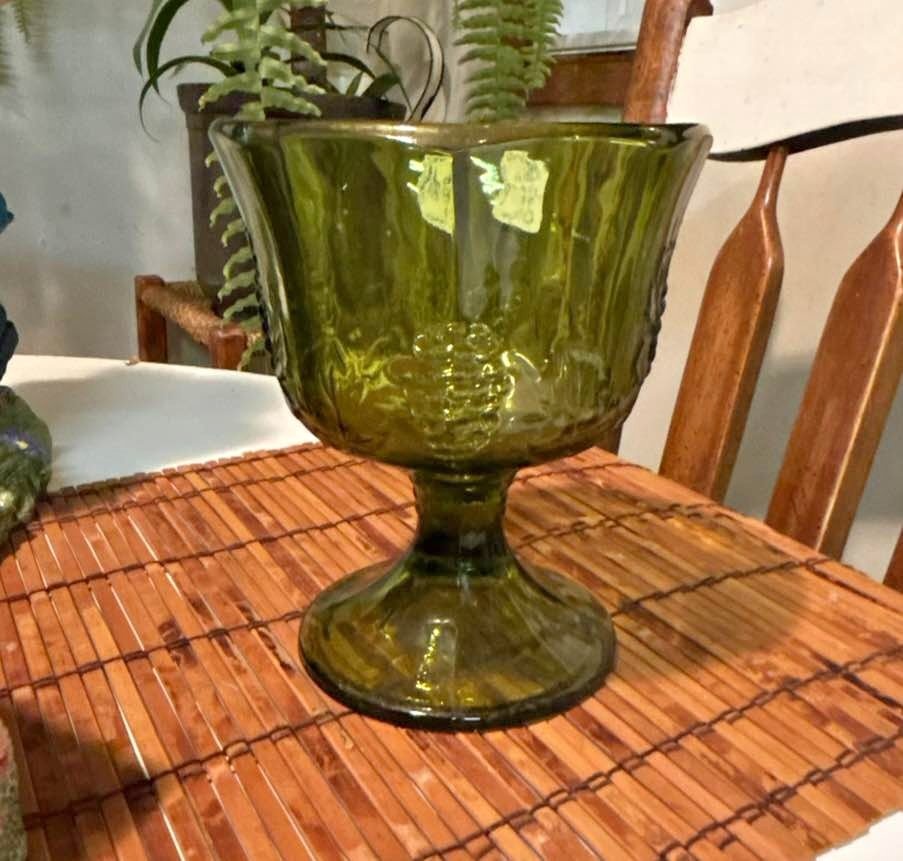 Indiana Glass Harvest Grape Compote Pedestal Bowl