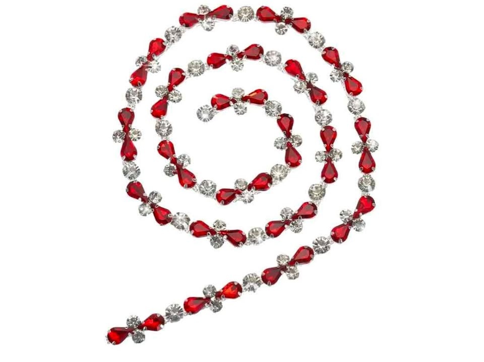 1 Yard Red Crystal Rhinestone Chain Trim for Crafts