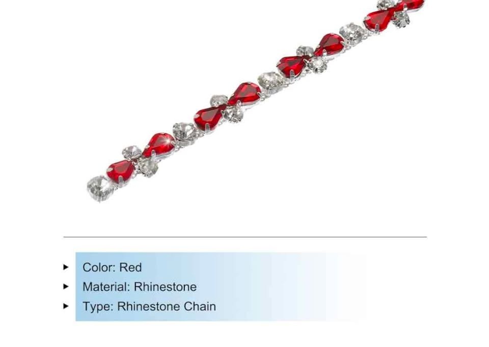 1 Yard Red Crystal Rhinestone Chain Trim for Crafts - photo 3