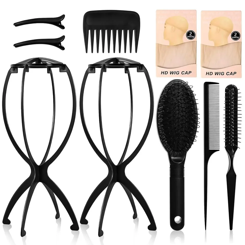New~ Wig Stand And Wig Brush, Comb Set thumbnail