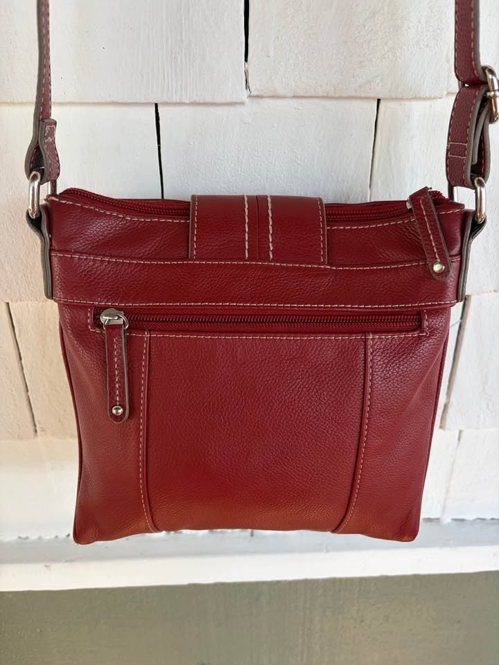 Red leather Tignanello crossbody bag - photo 3