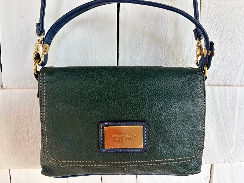 Tignanello Blue and Green Leather Crossbody Purse