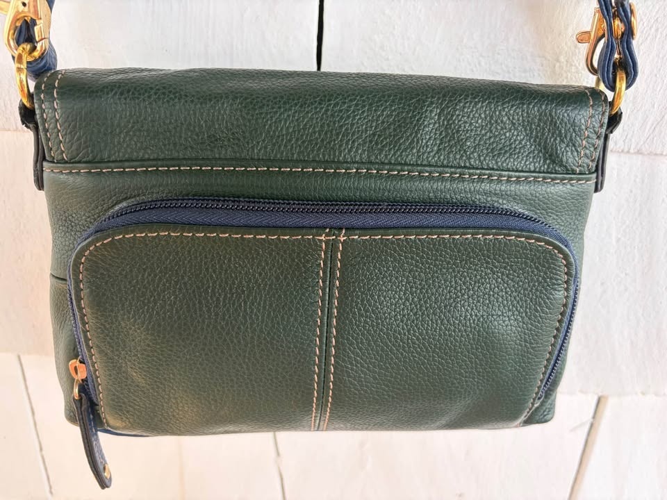 Tignanello Blue and Green Leather Crossbody Purse - photo 4