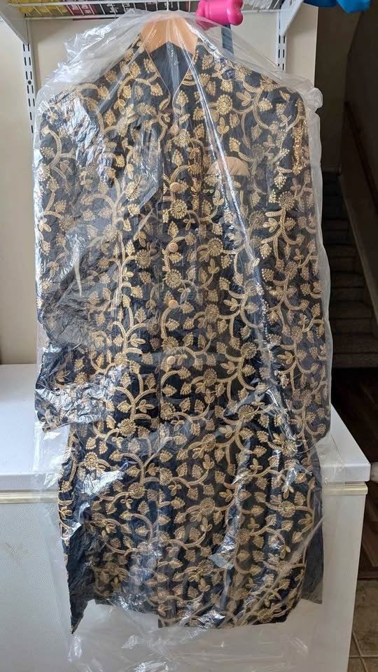 Men's Fancy Coat Gold and Blue