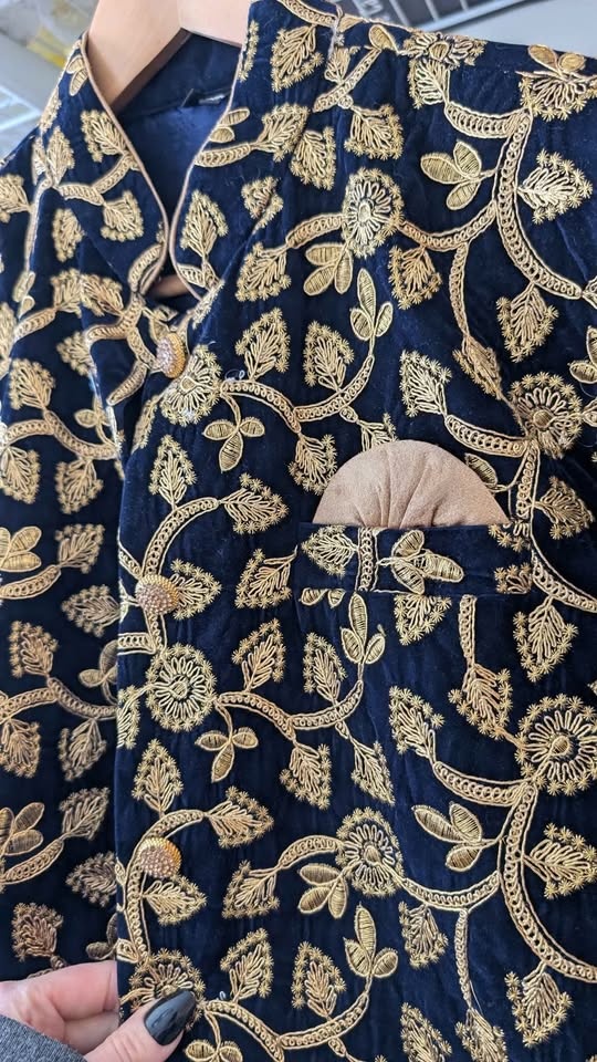 Men's Fancy Coat Gold and Blue - photo 3
