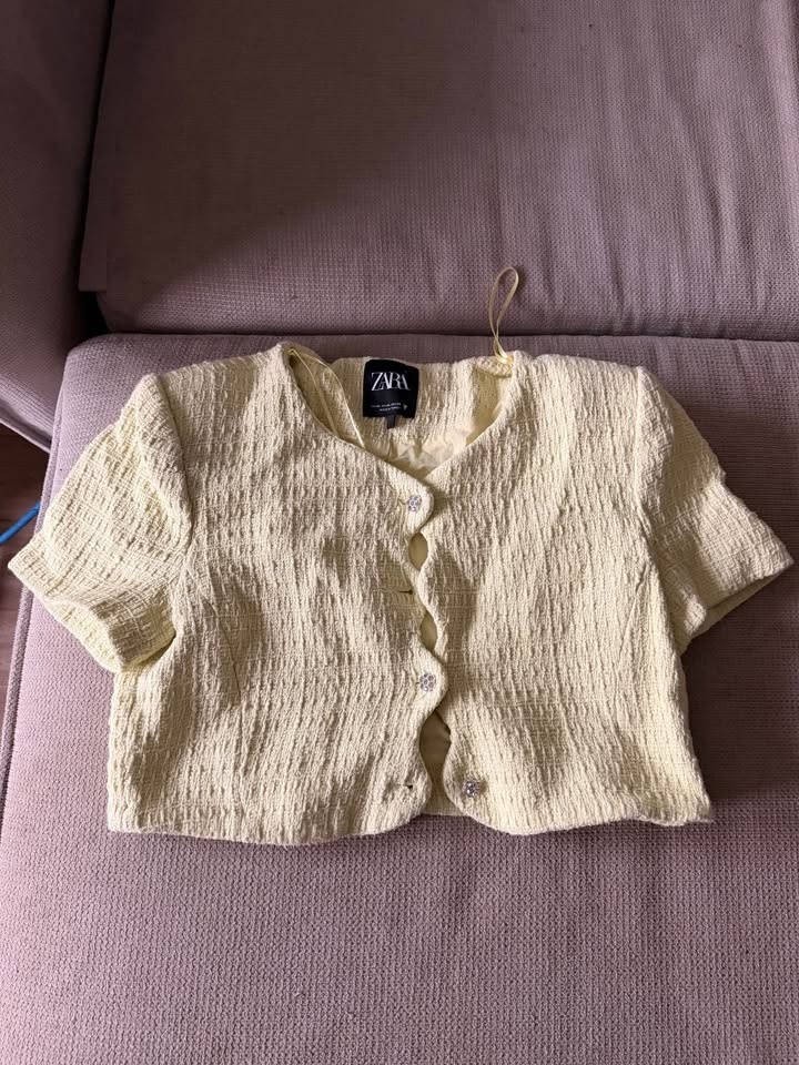 Zara Preppy Yellow Short Sleeve Blazer - photo 3