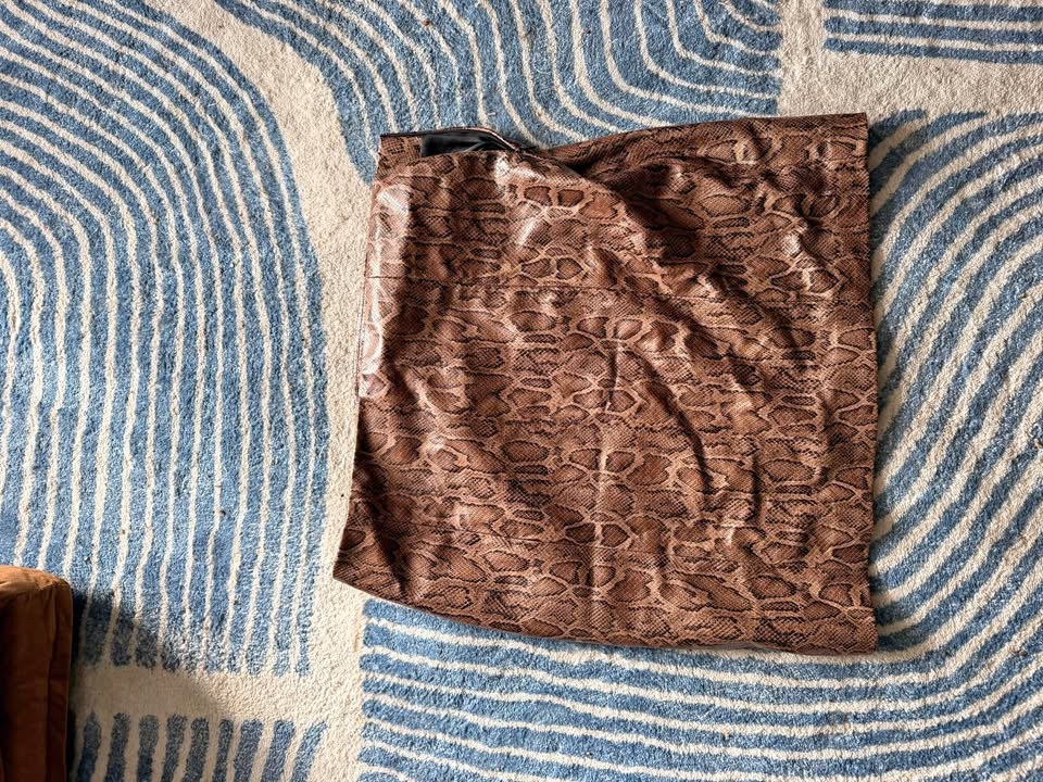 Leopard Print Leather Skirt - Size L
