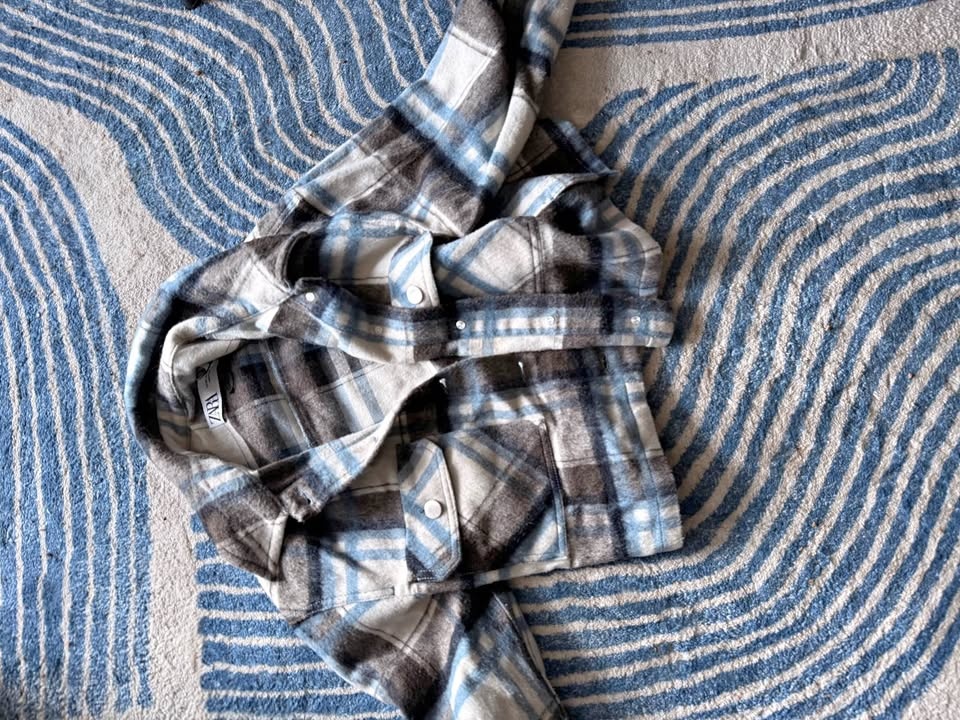 Wool Like Plaid Cropped Button-Up Jacket