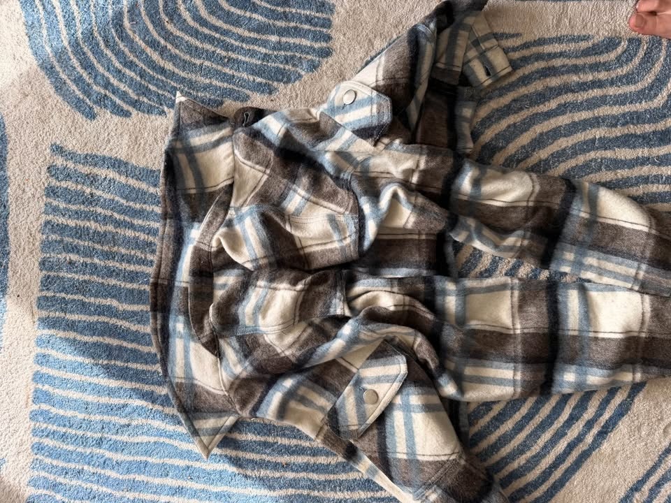 Wool Like Plaid Cropped Button-Up Jacket - photo 4