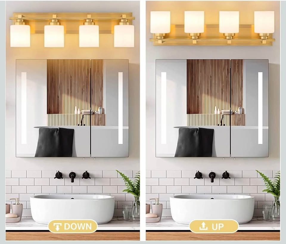 BrKNIt 4 Light Modern Bathroom Vanity Light Fixtures - Brass - photo 3