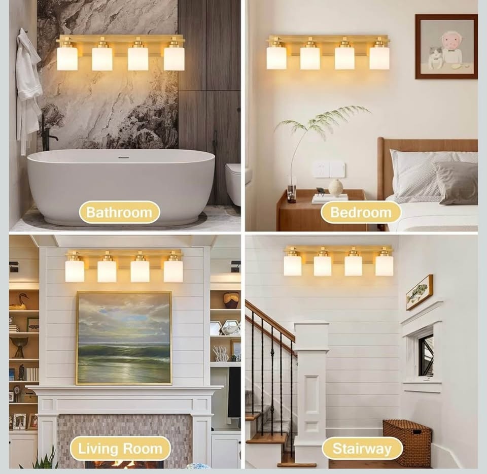 BrKNIt 4 Light Modern Bathroom Vanity Light Fixtures - Brass - photo 5