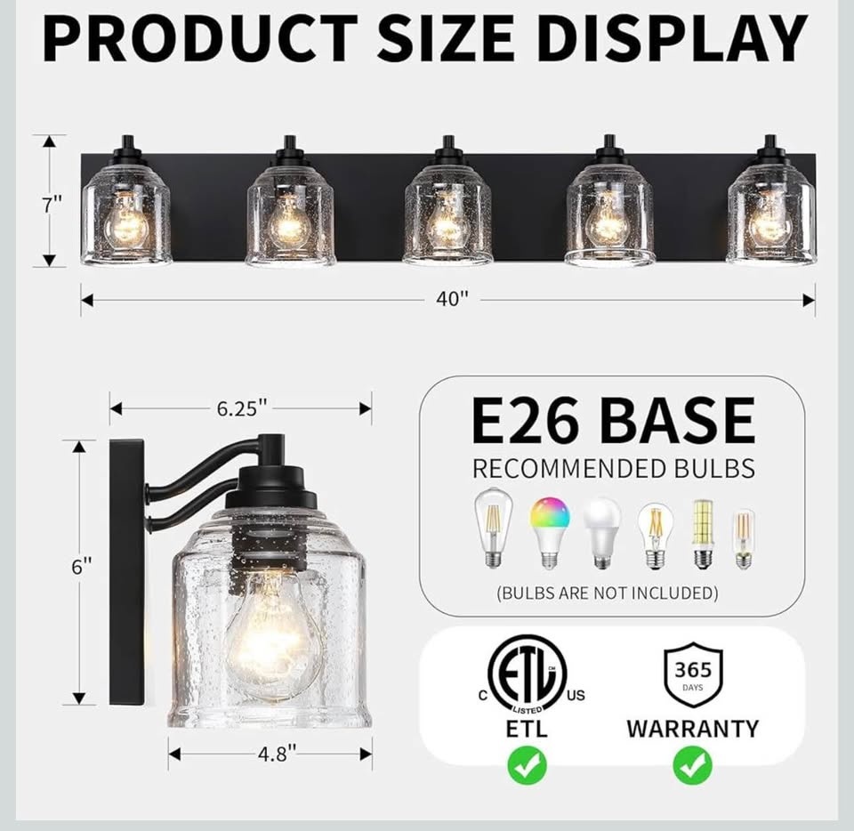 YKLITG 40" Farmhouse Bathroom Vanity Light - photo 5