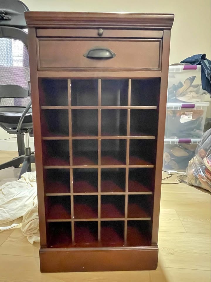 Pottery Barn Solid Wood Wine Storage Cabinet - Espresso