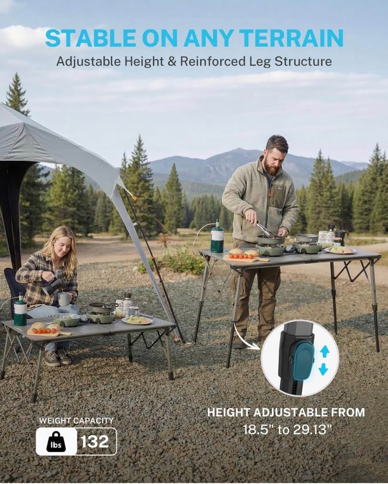 50" Camping Table with Adjustable Height Legs - Brand New - photo 3