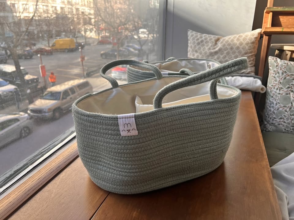 2 Baby Caddy Organizer Rope Baskets - Sage Green
