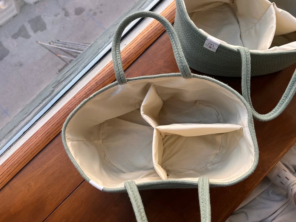 2 Baby Caddy Organizer Rope Baskets - Sage Green - photo 3