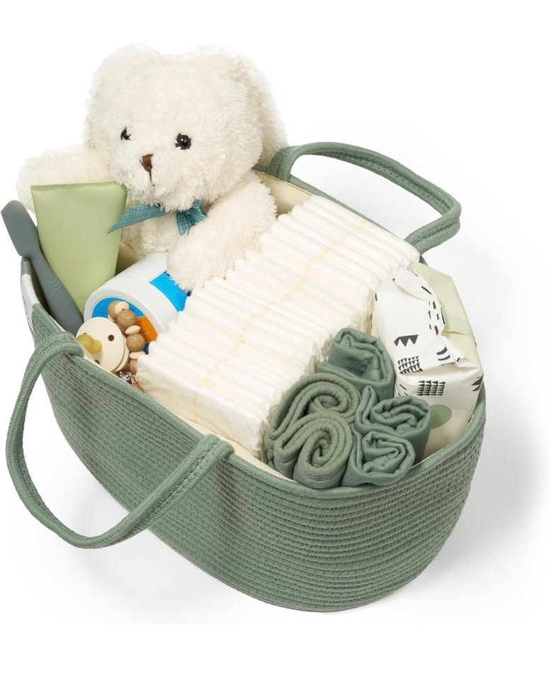 2 Baby Caddy Organizer Rope Baskets - Sage Green - photo 4