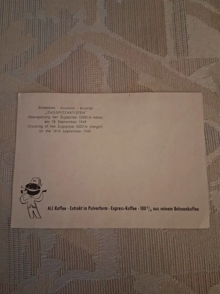 1949 Ali Kaffee Souvenir Postcard - Zugspitze Crossing - photo 2