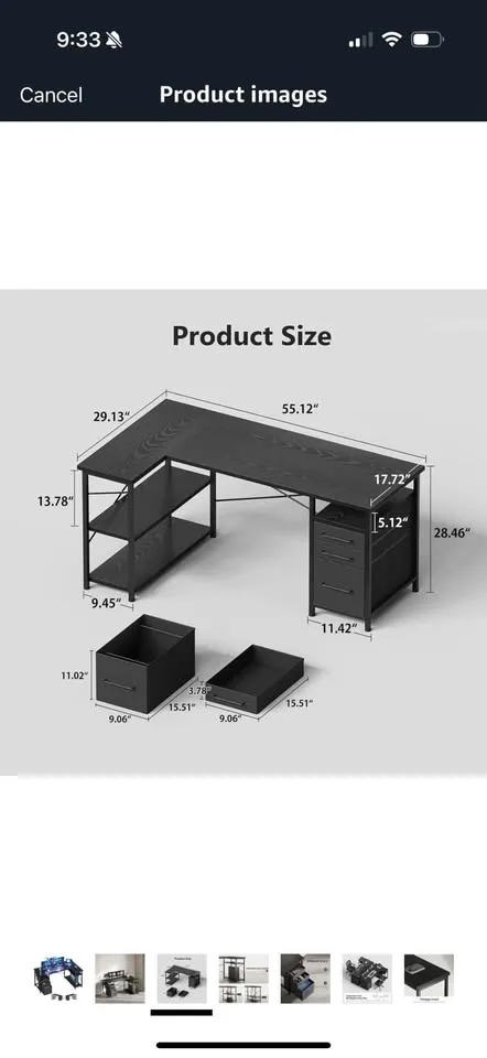 Brand new- 55” Office Desk with Drawers and Storage image indicator(2)