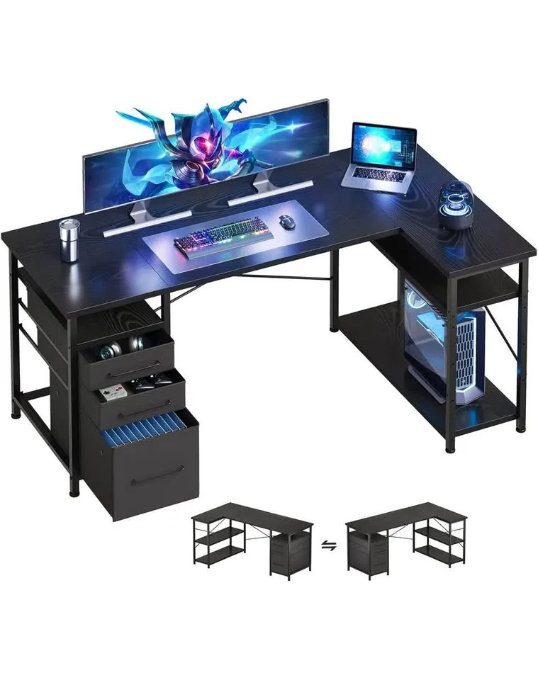 Brand new- 55” Office Desk with Drawers and Storage image indicator(3)