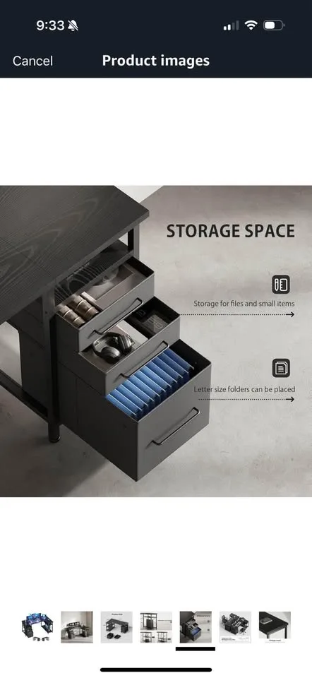 Brand new- 55” Office Desk with Drawers and Storage image indicator(5)