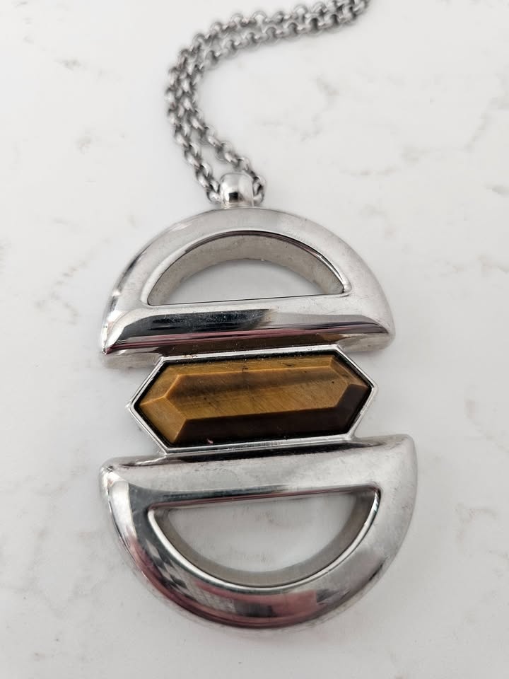 Lia Sophia "Magnetic" Necklace with Tiger's Eye Pendant