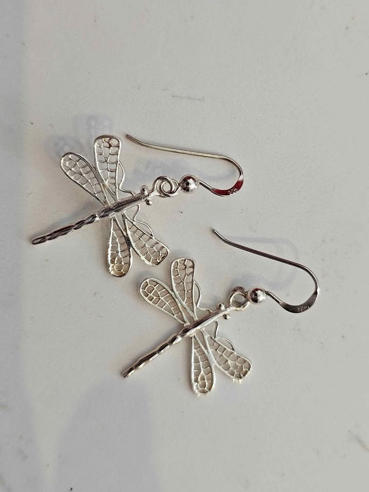 Sterling Silver Dragonfly Earrings