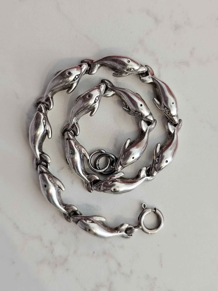 Kabana Sterling Silver Dolphin Bracelet 7.25”