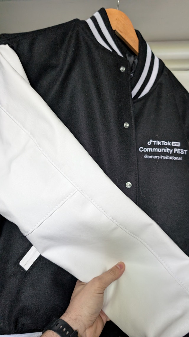 Exclusive TikTok Wool + Leather Varsity Jacket - photo 4