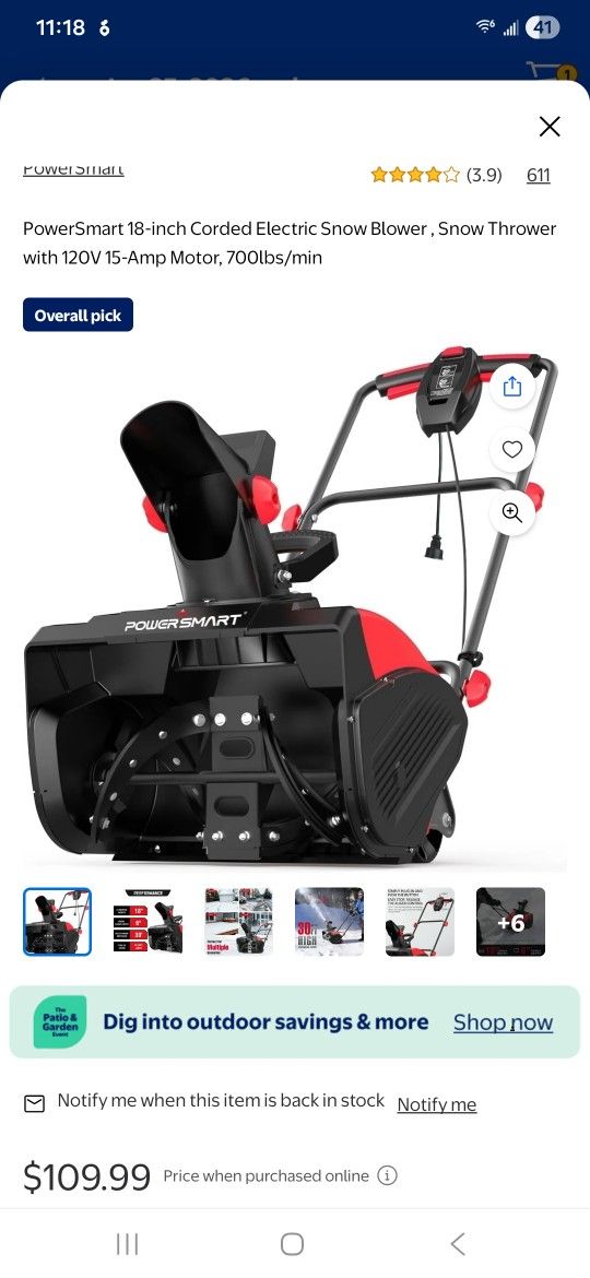 PowerSmart 18-inch Corded Electric Snow Blower - photo 3