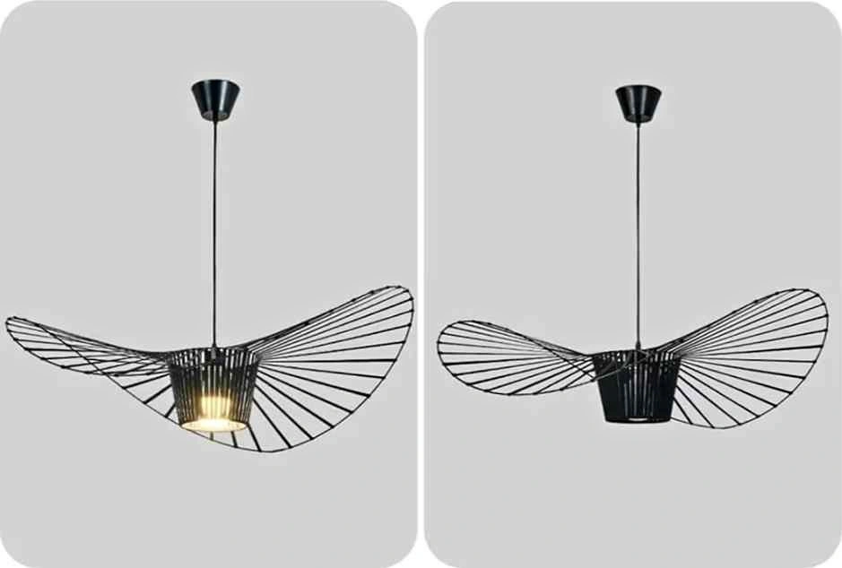 Vintage Black Pendant Chandelier, Adjustable Height