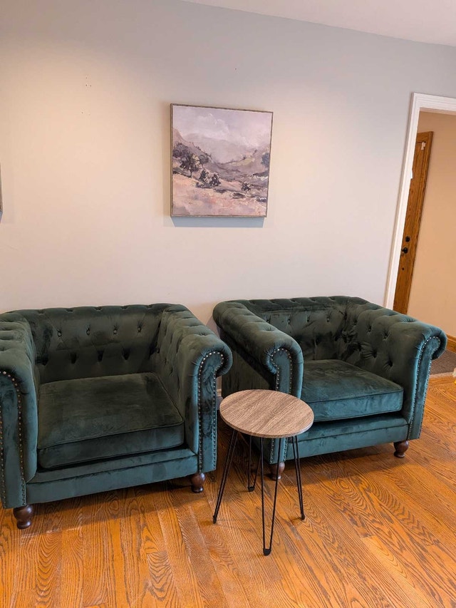Dark Green Velvet Look Armchair Set of 2 - photo 2