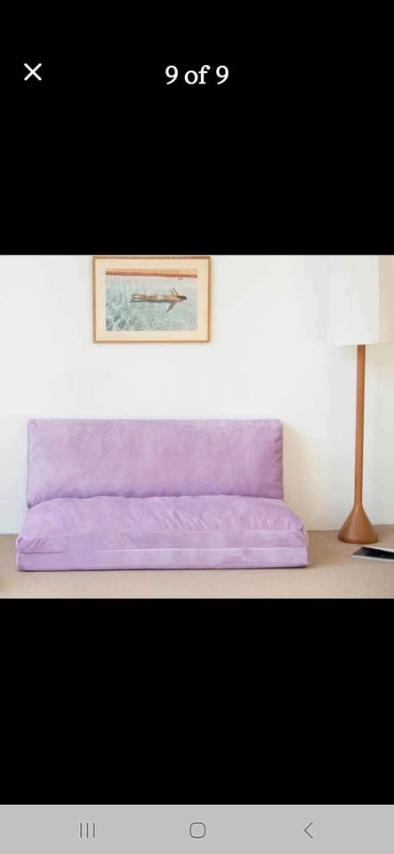 Lavender Corduroy Foldable Floor Sofa Lounger/Queen Mattress - photo 3