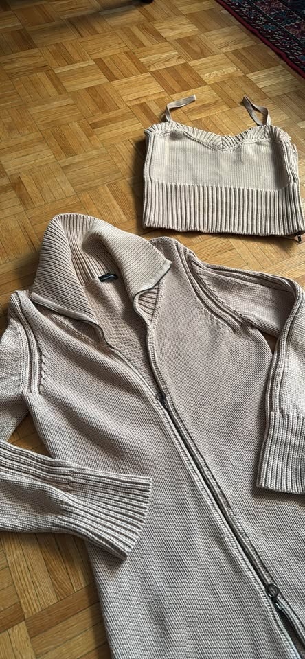 Beige Knit Cardigan / Sweater Dress and Top Set - photo 2