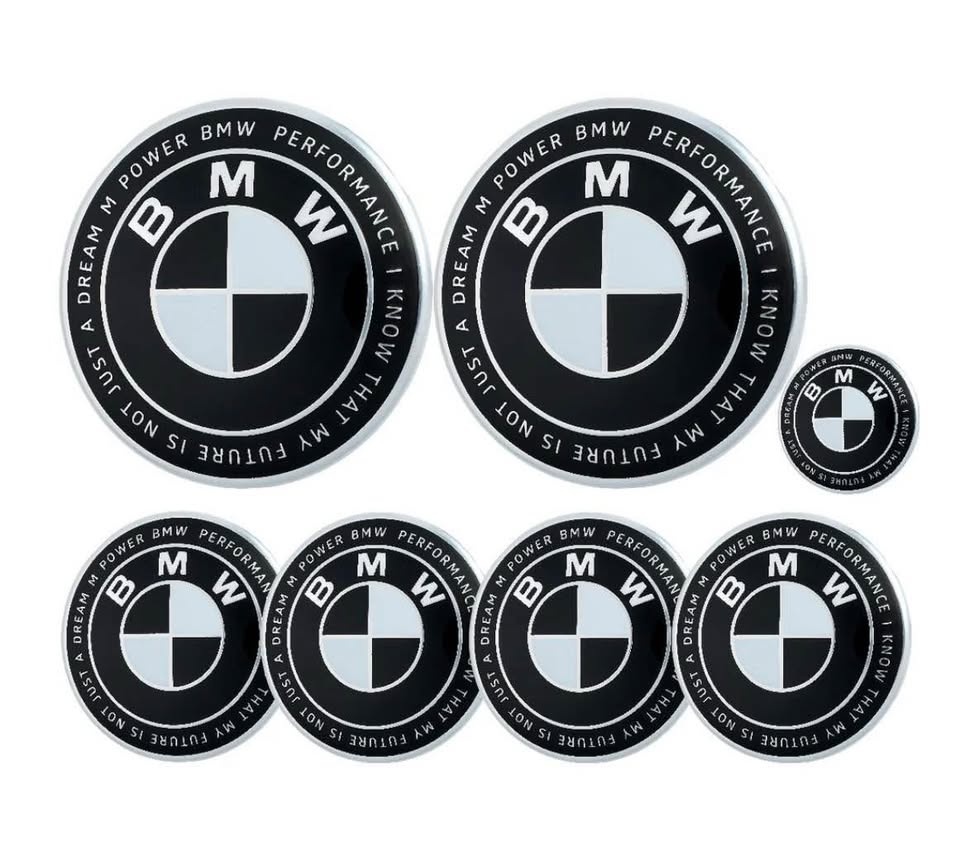 7 Piece Set BMW Heritage Black/White Emblems - photo 3