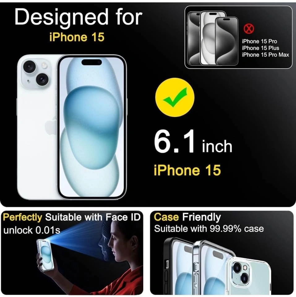 4 Pack Screen Protector for iPhone 15 - photo 2