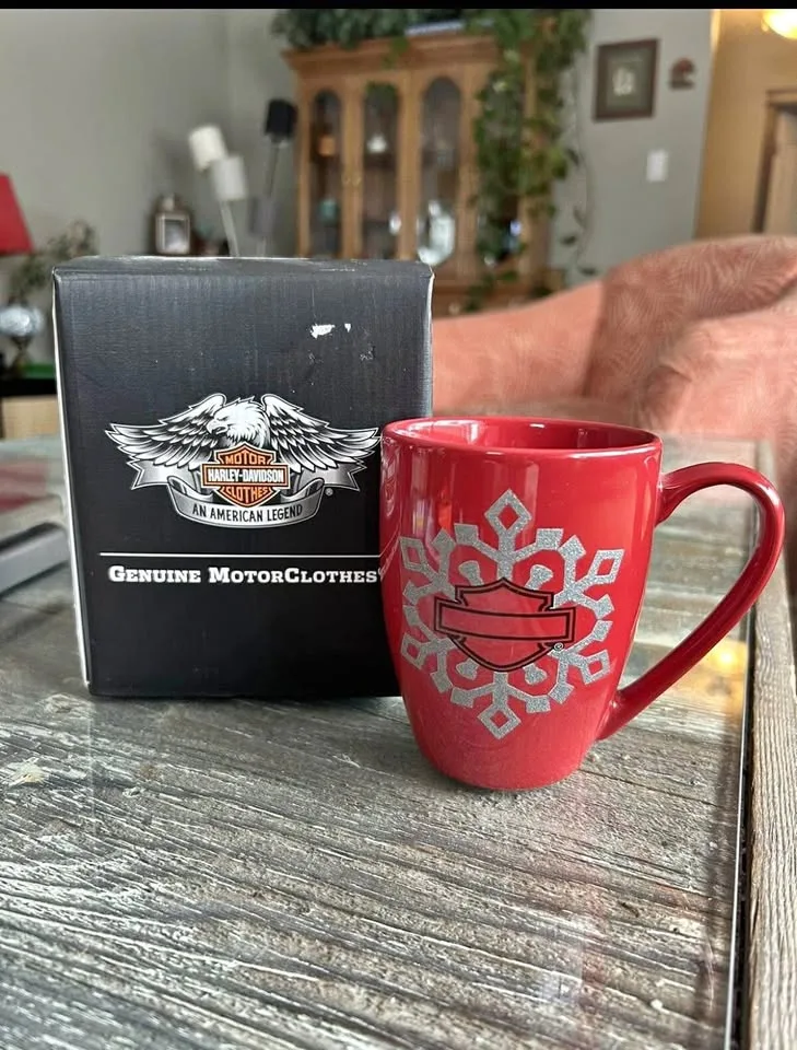 Harley Davidson Coffee Mug 2012 Snowflake Holiday Red Rare thumbnail