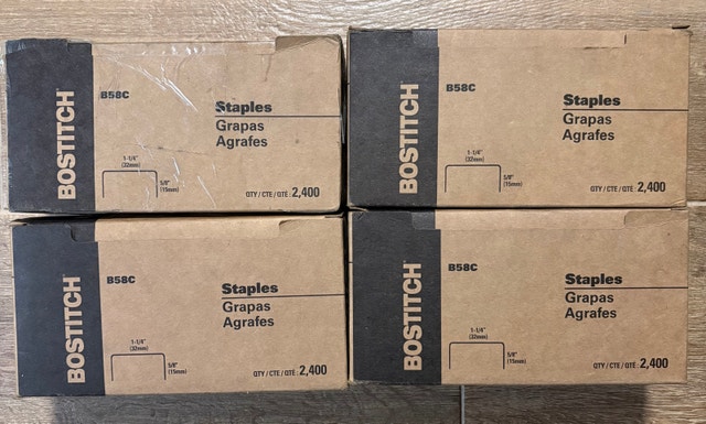4 Boxes of 1-1/4" Crown X 5/8" Bostitch Staples