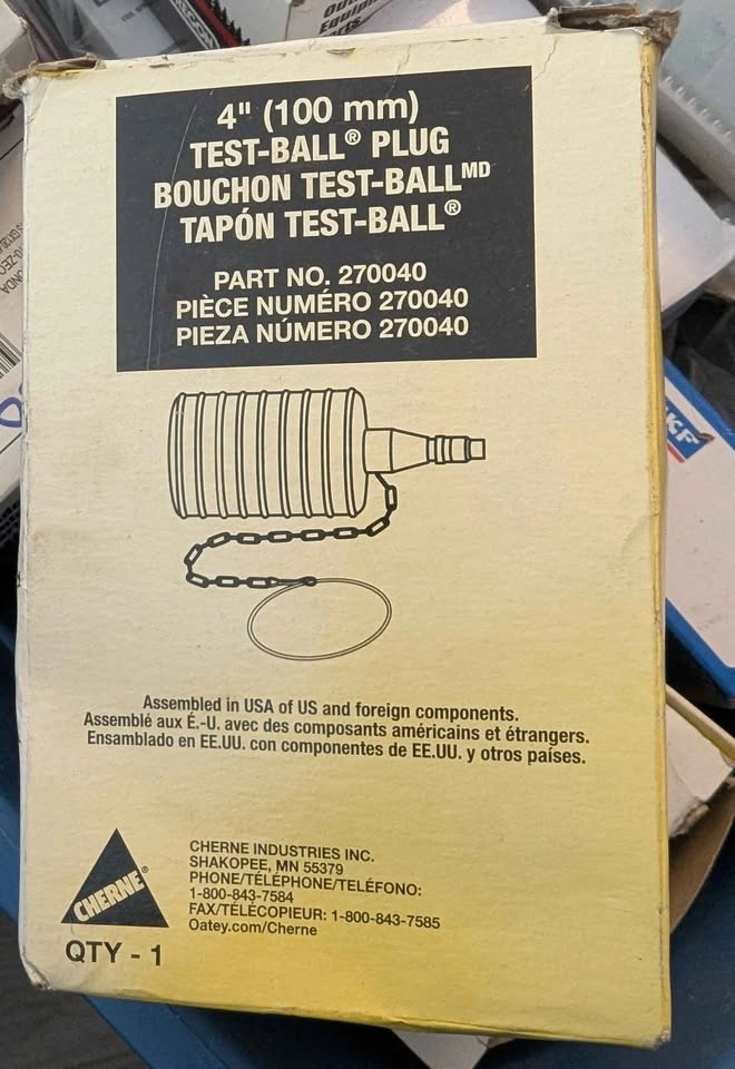 BRAND NEW Cherne 270040 Rubber Test Ball Pipe Plug, 4" - photo 2