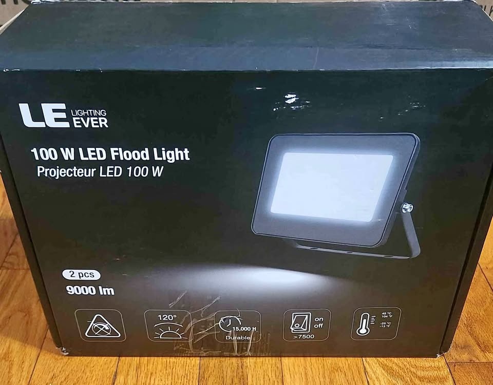 LE LED Flood Light 2-Pack, Super Bright 100W, Waterproof