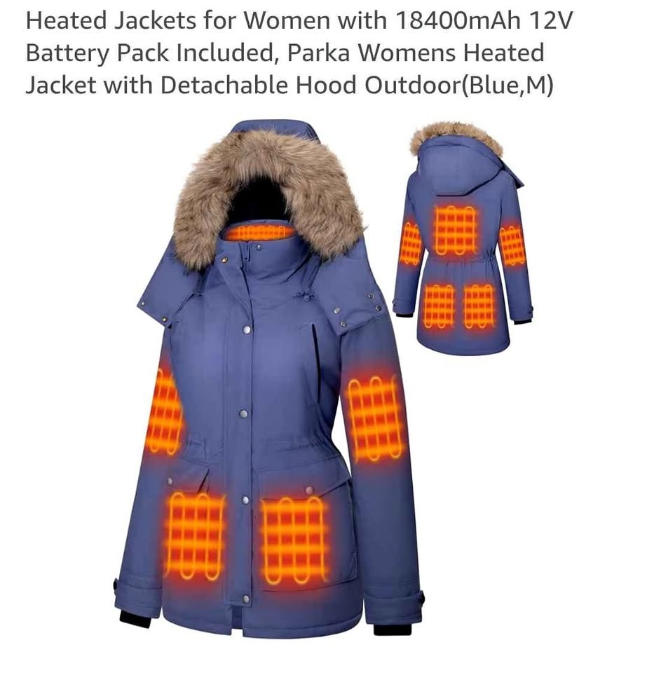 Women's Heated Coat with 12V Battery - New, Medium