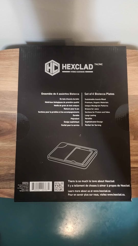 HexClad Bistecca Wooden Steak Plate Set - 4 Pc, Brand New - photo 3