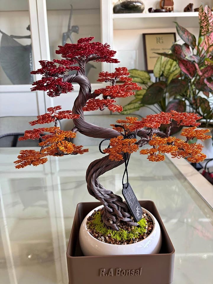 Handcrafted Aluminum Bonsai Tree (AUTUMN)