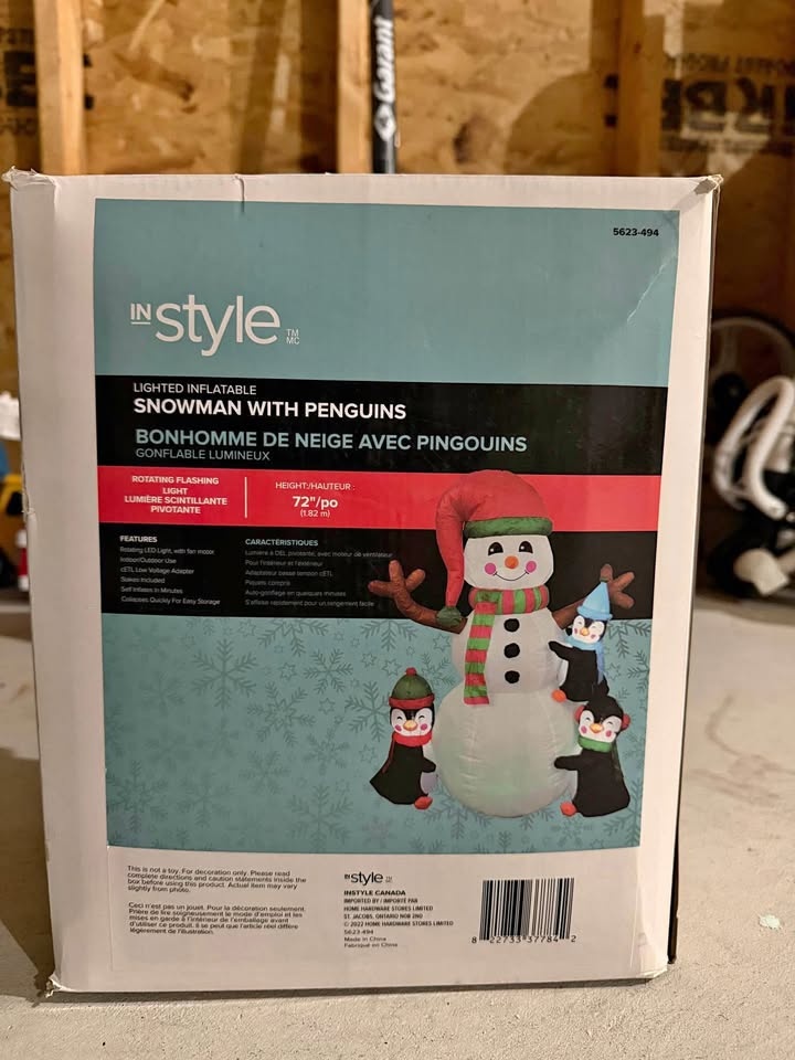 Snowman with Penguins Christmas Inflatable